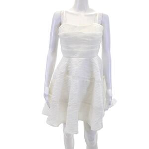 Aje Womens Pleated Detail Spaghetti Strap Tiered Mini Dress White Size 10